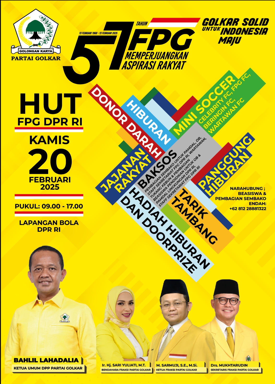 Puncak HUT ke-57, Fraksi Partai Golkar DPR RI Ingin Jadi Telinga, Tangan dan Hatinya Rakyat Puncak HUT ke-57, Fraksi Partai Golkar DPR RI Ingin Jadi Telinga, Tangan dan Hatinya Rakyat