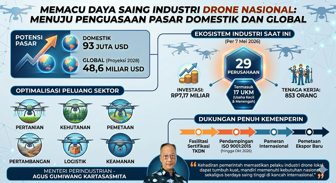 Menperin Agus Gumiwang Pacu Industri Drone Nasional Kuasai Pasar Global Senilai USD 48 Miliar